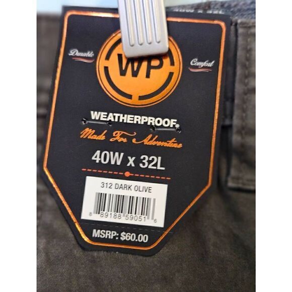 Weatherproof,  dark olive colored pants. Size 40X32. - Picture 2 of 4